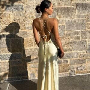 12th Tribe Cream Backless Dress